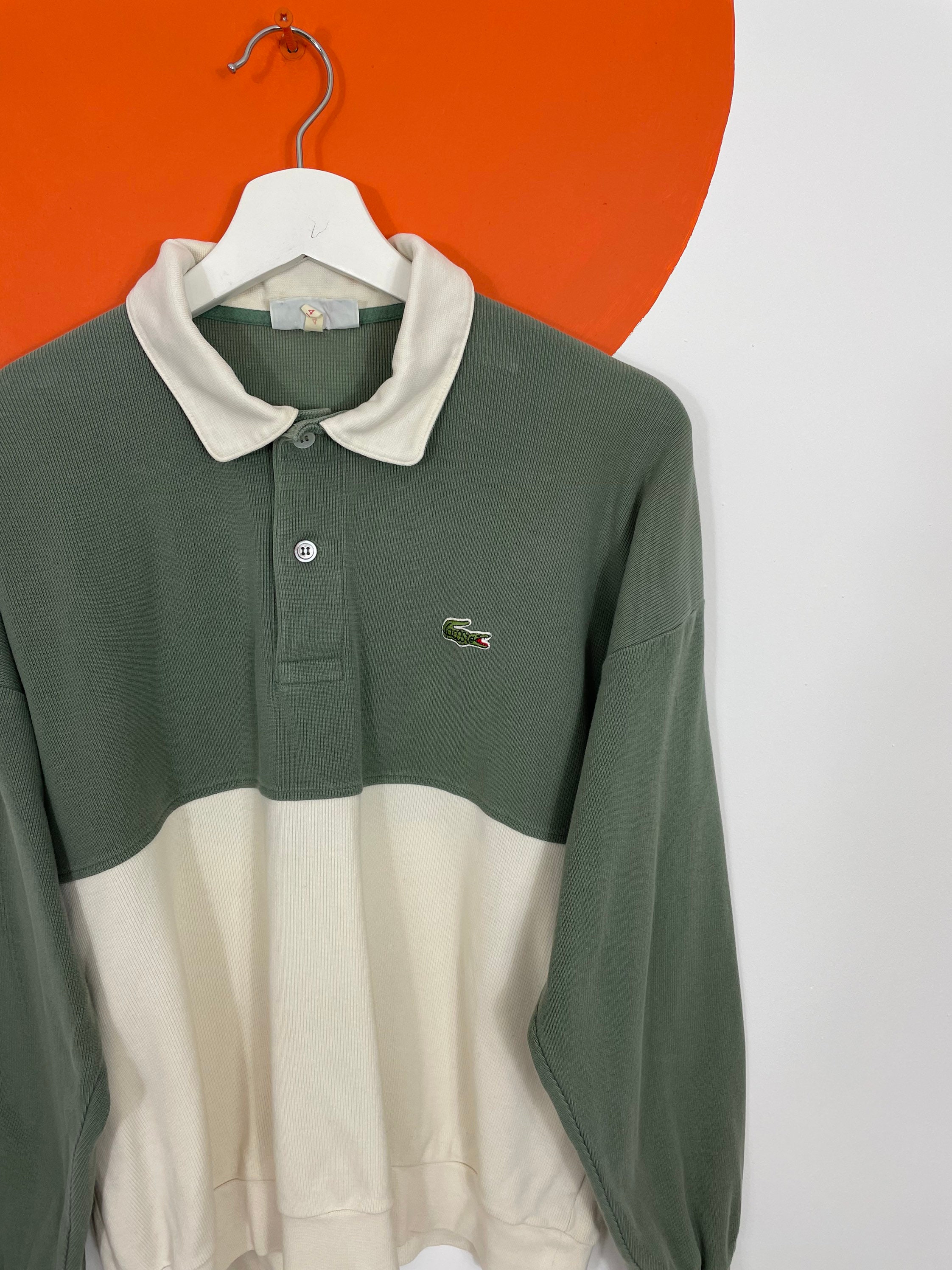 Men's Vintage Lacoste Long Sleeve Polo Shirt Top Cream | Etsy