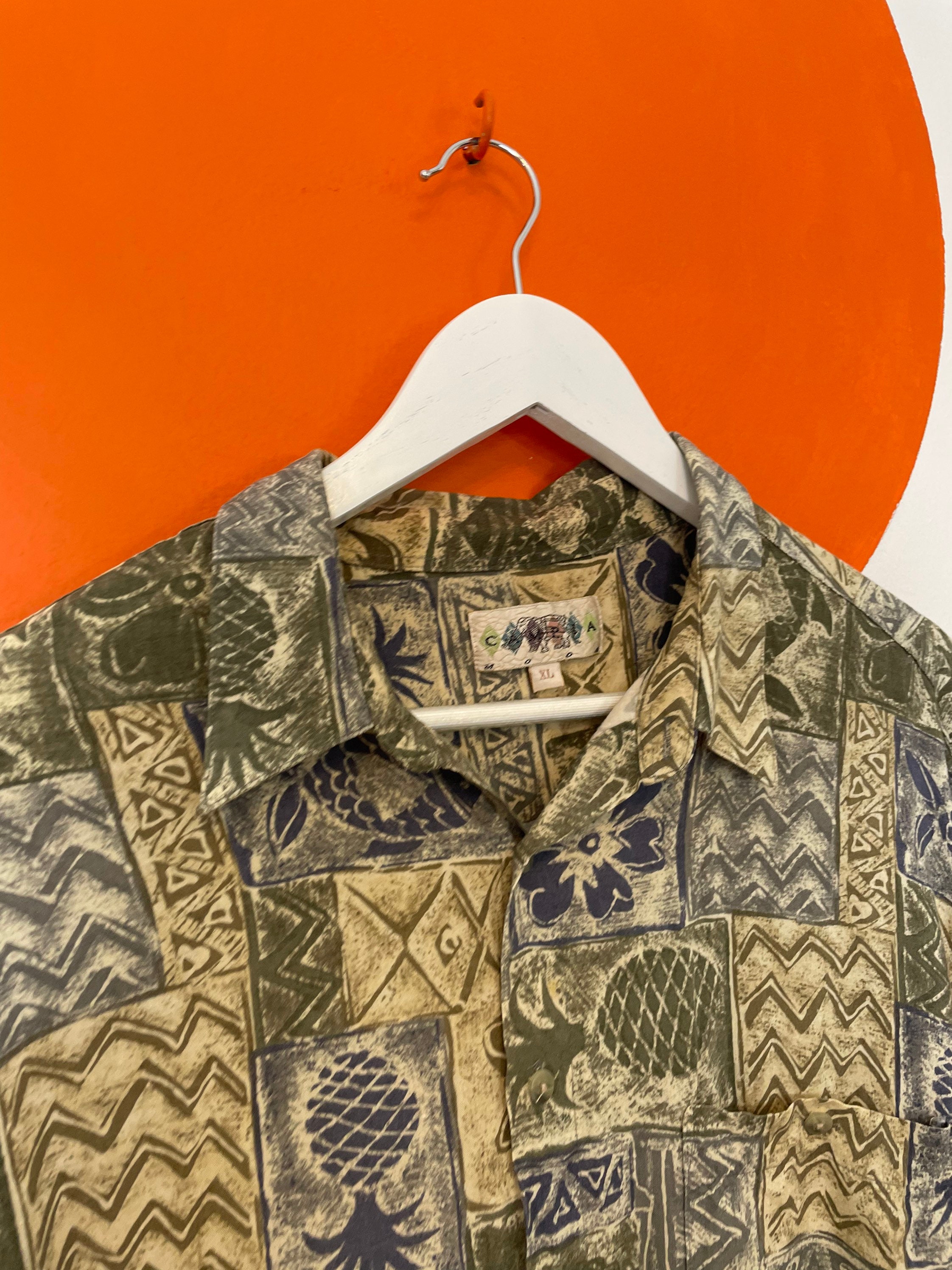 Men's Vintage Funky Aztec Pattern Short Sleeve Shirt Beige | Etsy