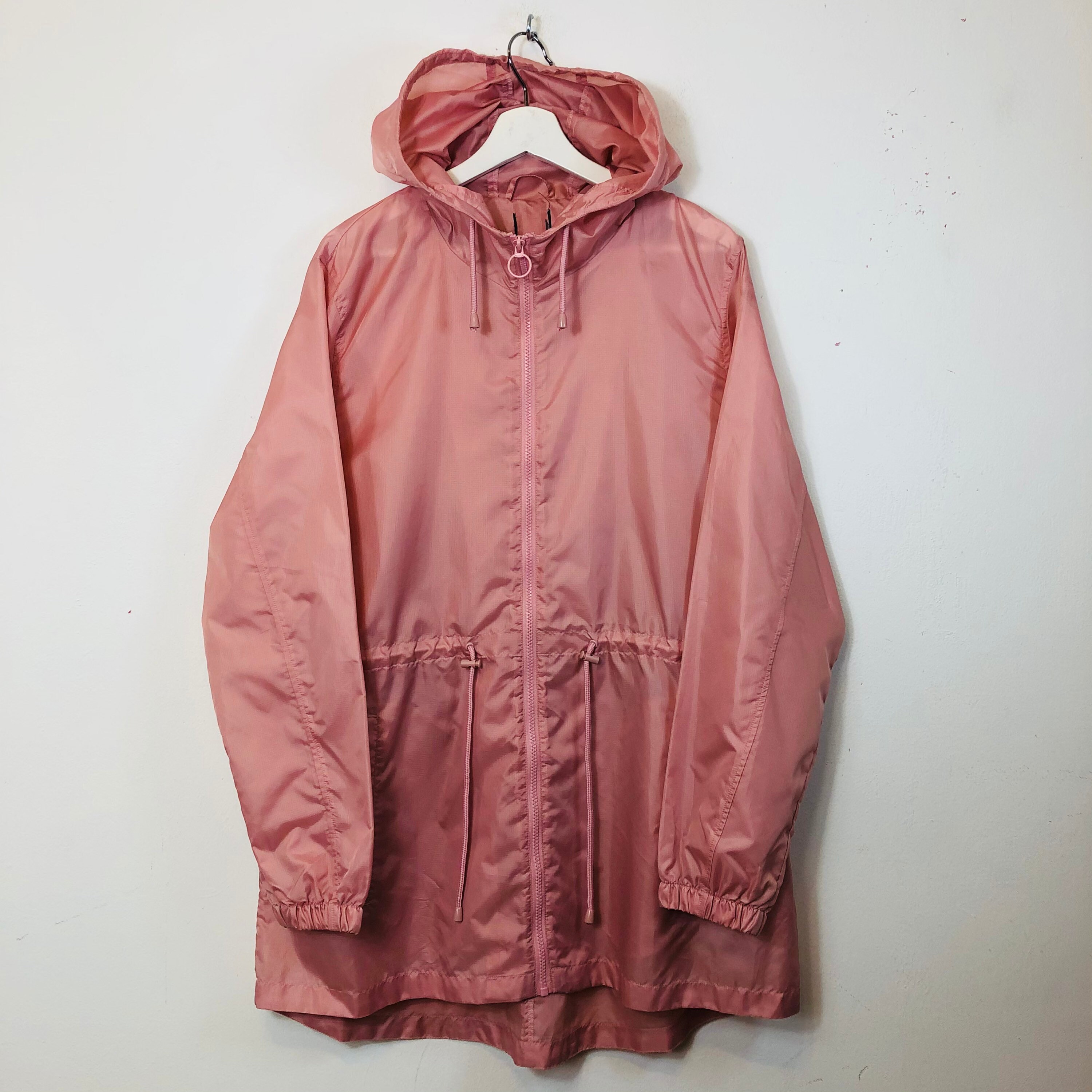 Image of Vintage Pink Hooded Raincoat Jacket Hood Hoodie Retro 's Women's Uk Size