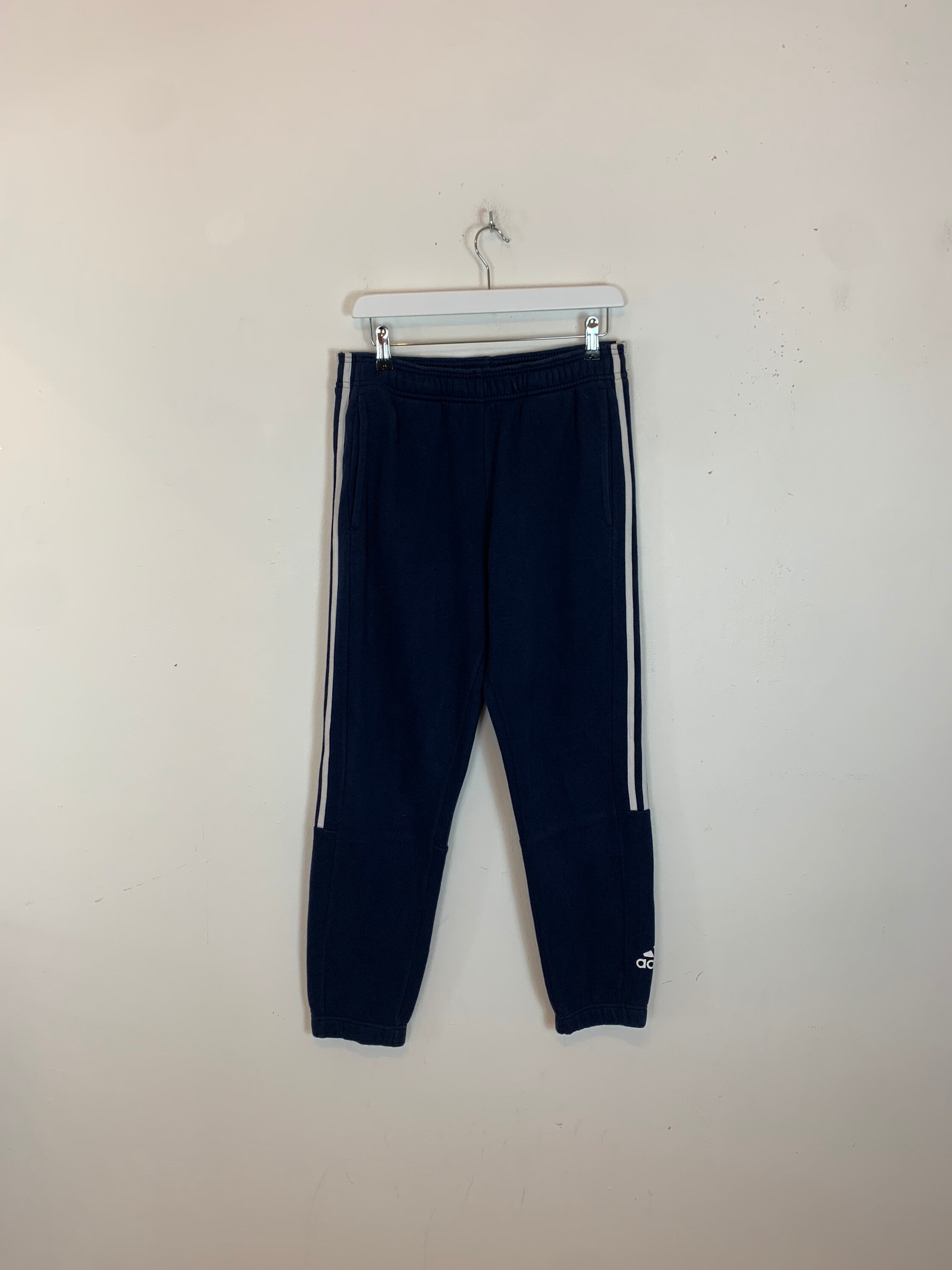 Image of Men's Adidas Cuffed Ankle Joggers Sweatpants Navy Blue Uk Size M Medium