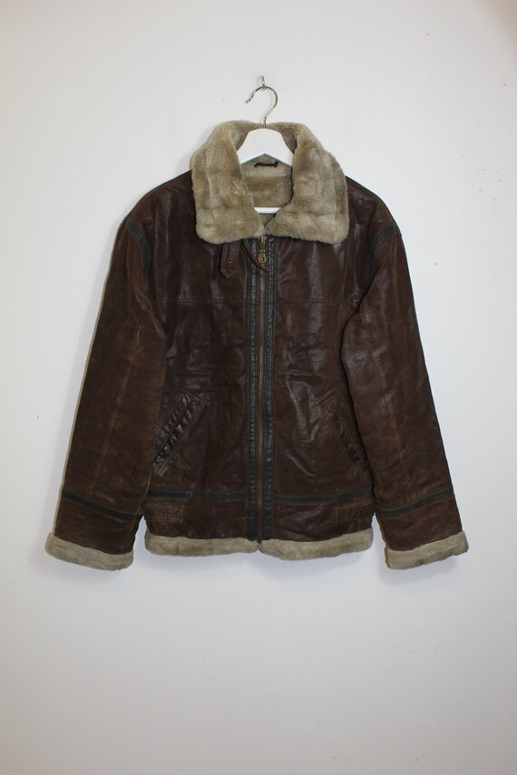 Men's Vintage Retro Suede Flight Jacket with Sherp