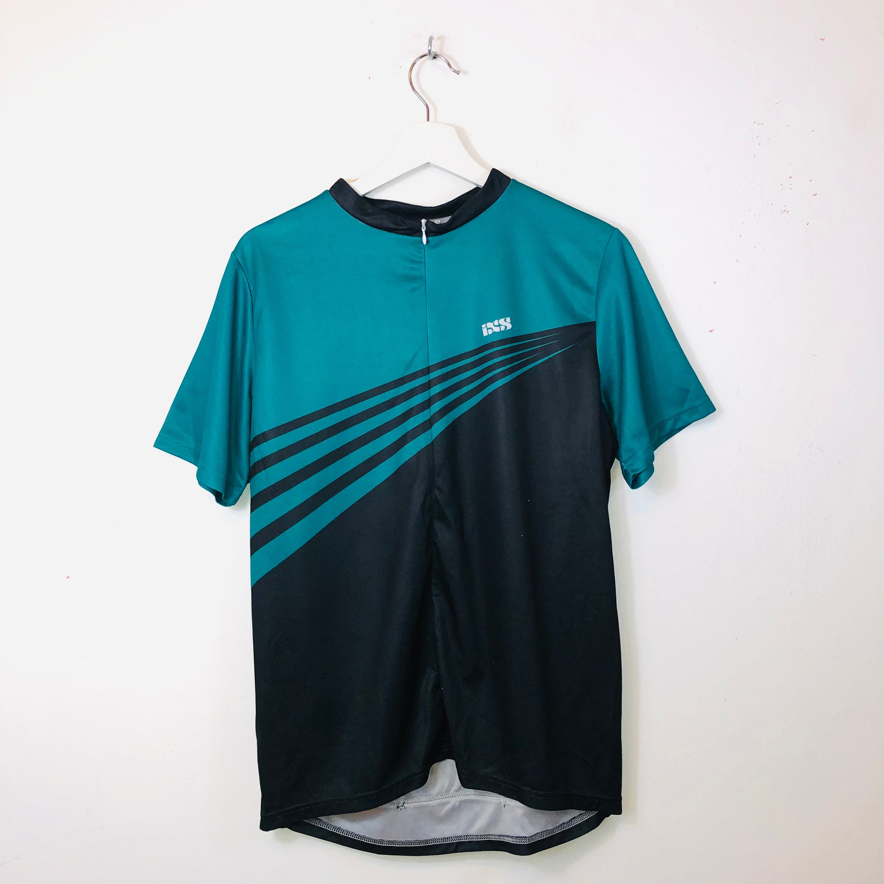 Image of Ixs Cycling Jersey Cycle Top Shirt Black Green Bike Biker Tight Large L Men's