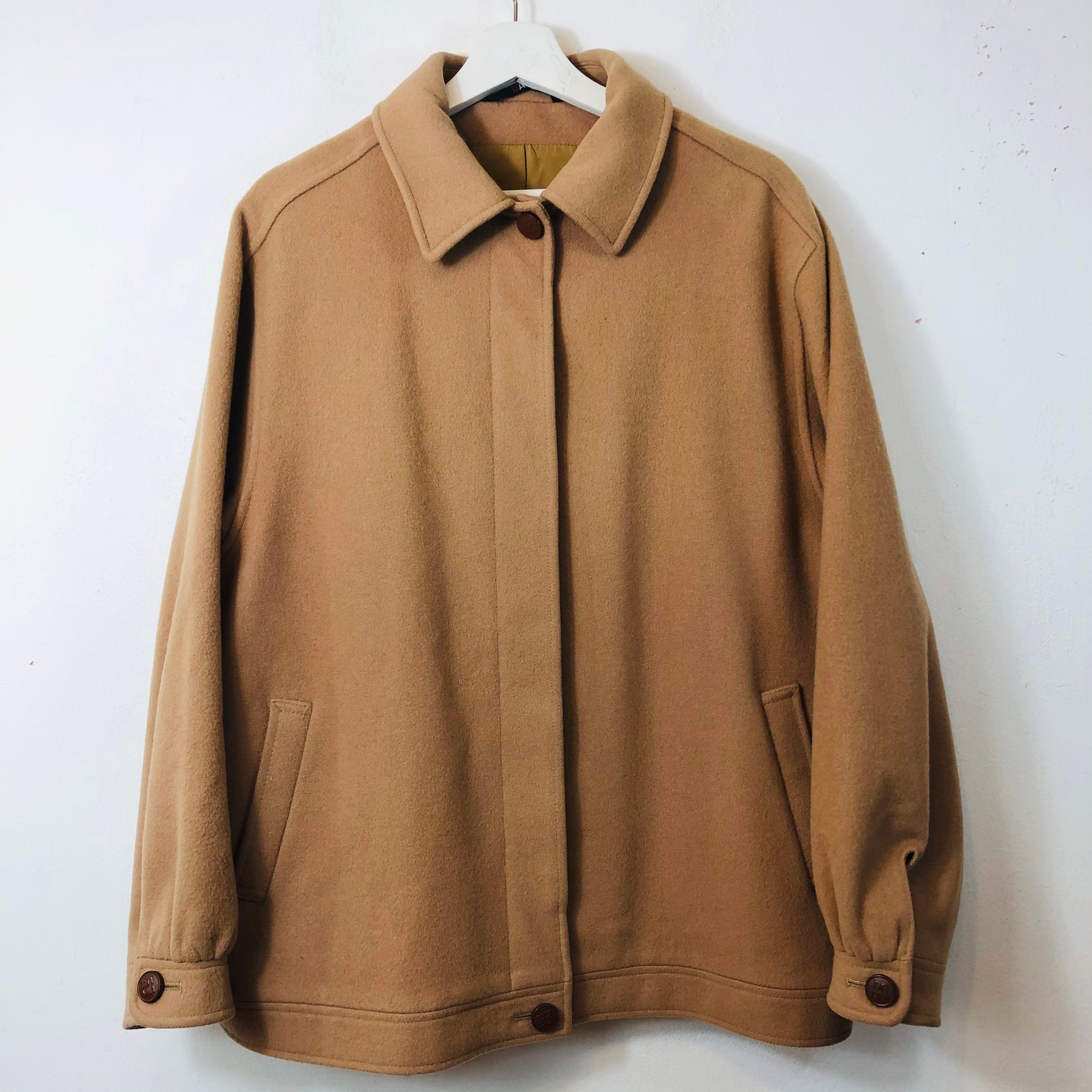 Image of Vintage Women's Daks Wool Coat Jacket Beige Cream Retro Buttons Uk Size