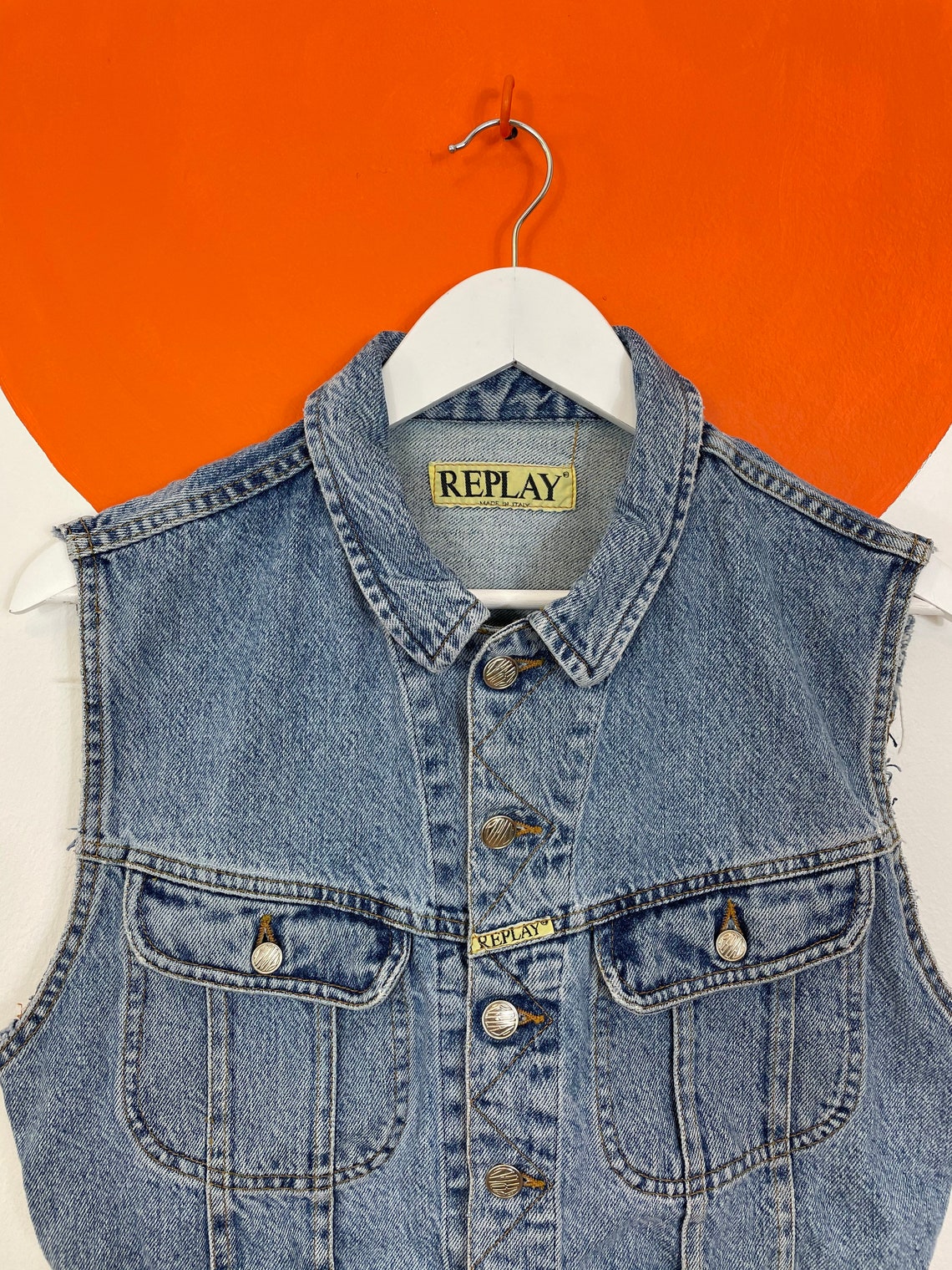 Womens Vintage Replay Jeans Sleeveless Denim Trucker Jacket | Etsy