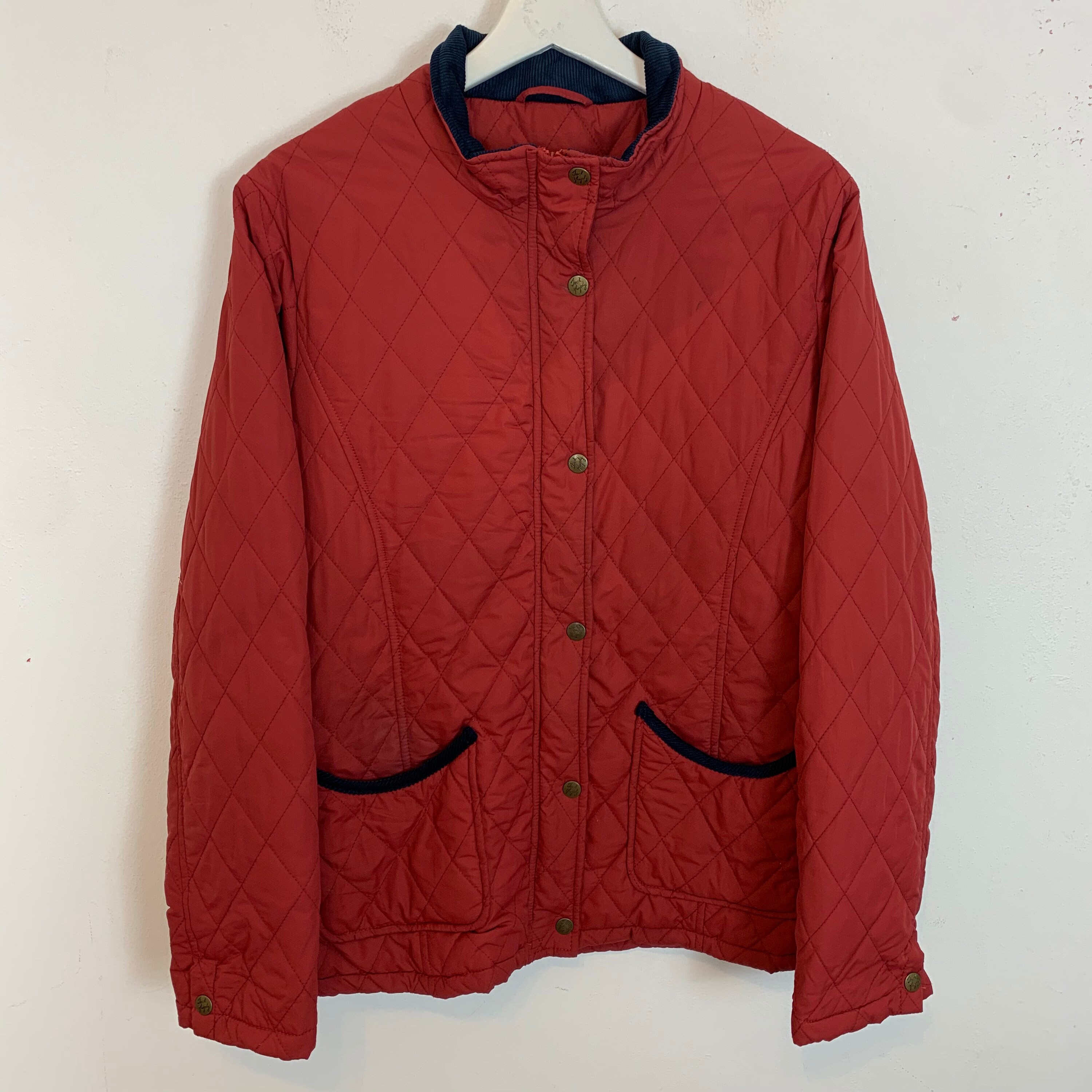 Image of Jack Murphy Quilted Jacket Coat Top Red Womens Ladies Corduroy Collar Uk Size