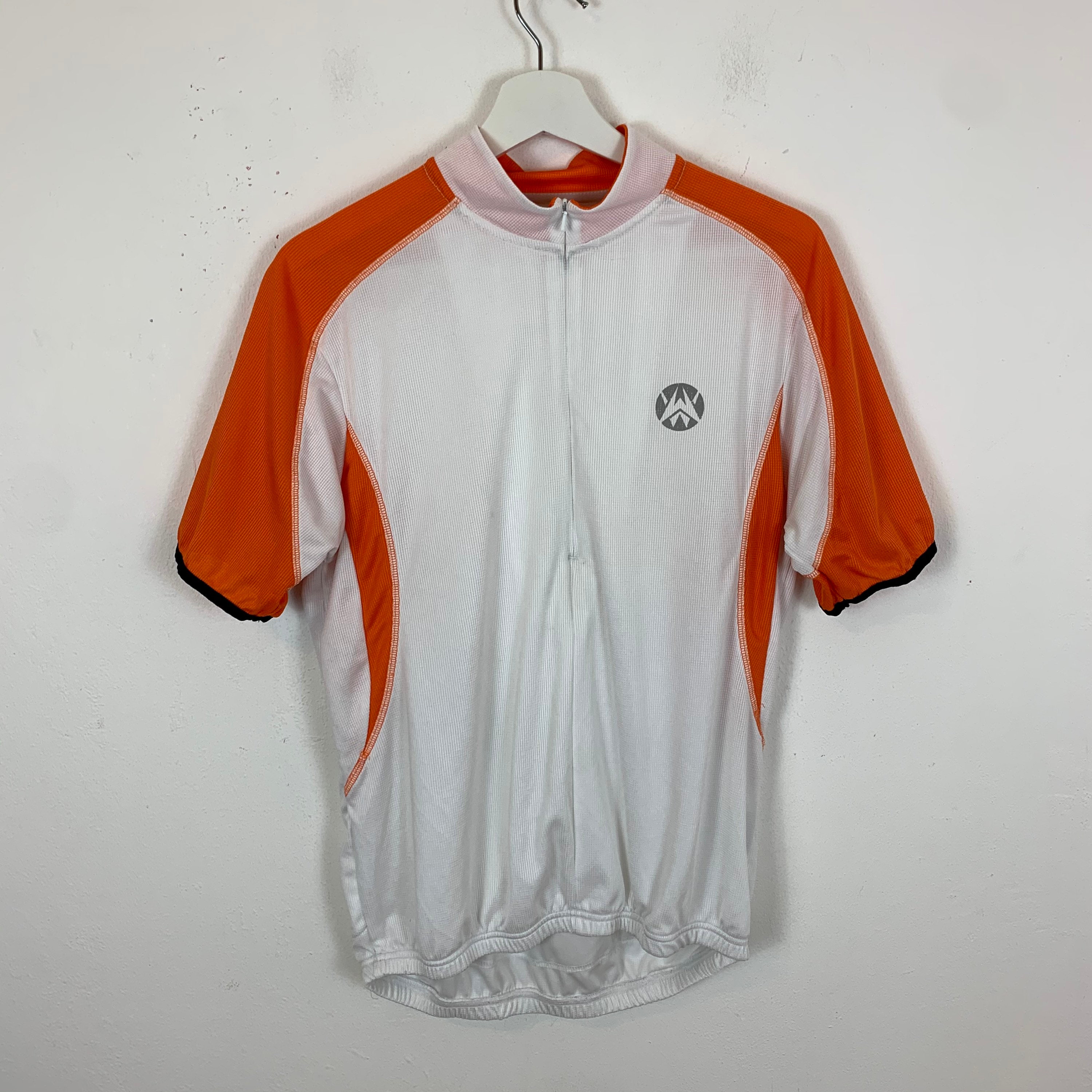 Image of Men's Vintage 1/2 Zip Cycling Jersey Top Short Sleeve White Uk Size M Medium