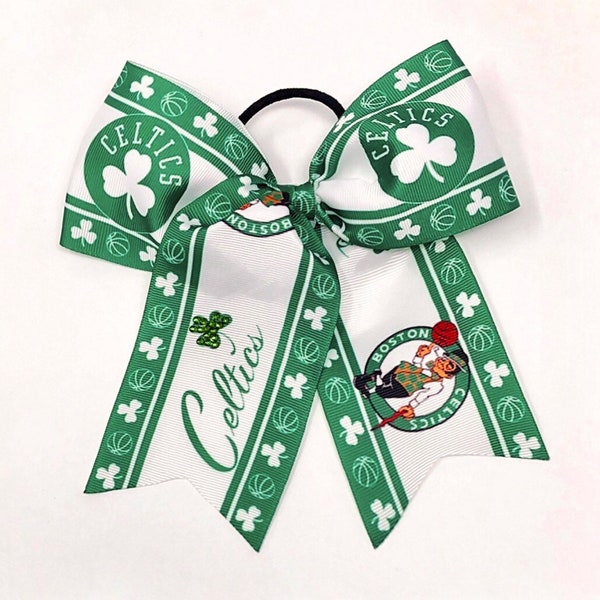 Swarovski Rhinestone Boston Celtics Hair Bow Girls Basketball