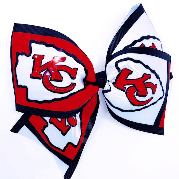 Rhinestone Bling Kansas City Chiefs Girls Hair Bow Football