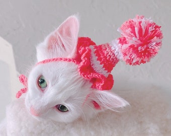 Birthday Hat for cats and kittens: Crocheted Cat Accessory | Custom order | Hat for cats | Party Hat *New Colors*