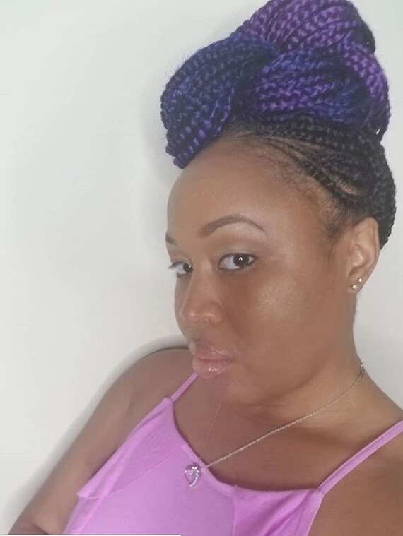 3 Tone Ombre 1b Dark Purple Blue Colors Braiding Hair Etsy