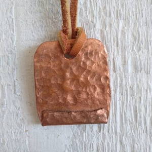 Copper and Leather Pendant Necklace Handmade