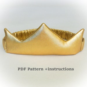 Op de afbeelding: Gouden kroon haarband met een eenvoudig ontwerp. PDF-patroon + instructies.