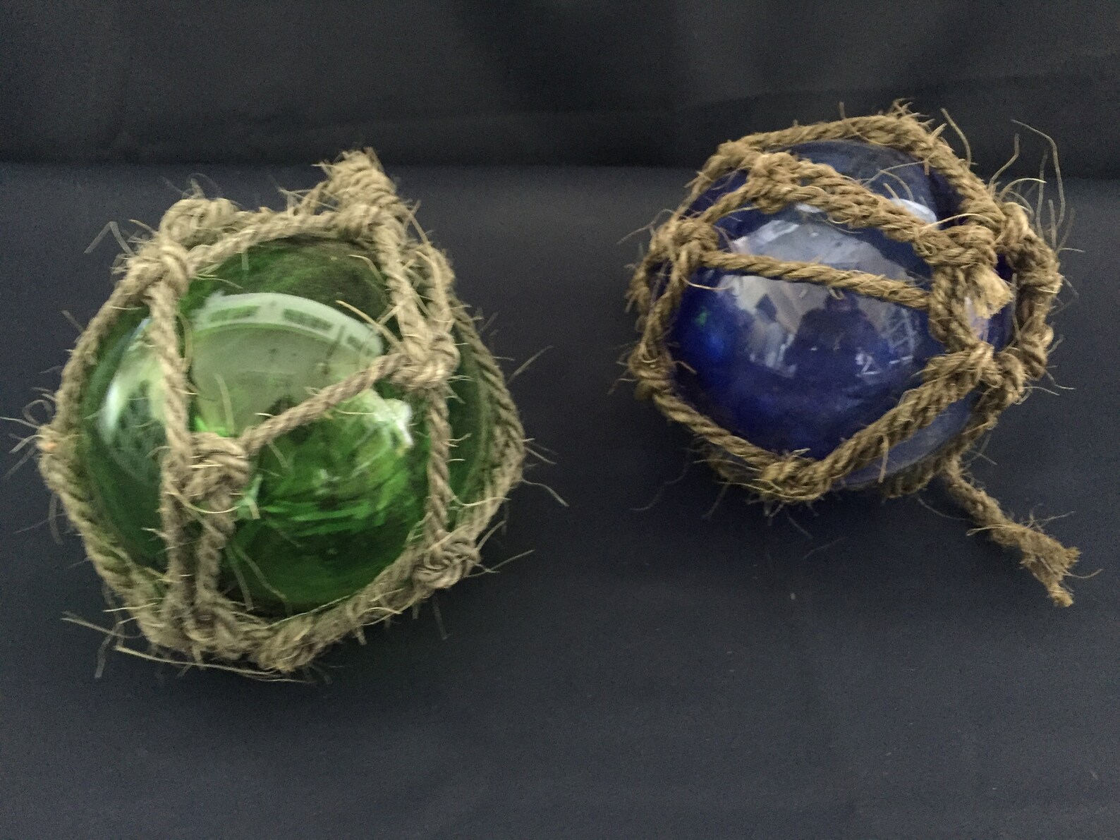 Vintage Nautical Balls Green and Blue with rope Etsy