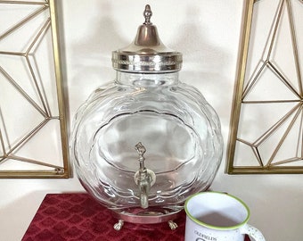 Vintage 1960's Glass and Silverplate Absinthe Fountain - Drink Dispenser - Very Good Condition - FREE SHIPPING