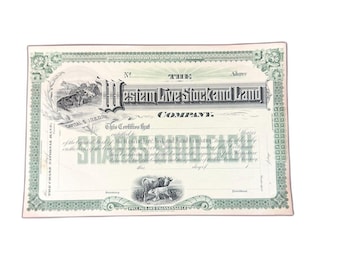 Riproduzione del certificato azionario occidentale – Stampa Scripophile d'epoca del 1978