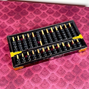Vintage Lotus-Flower Wooden Abacus, 13-Rod, 91 Bead