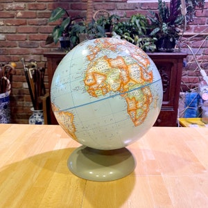 Vintage Rand-McNally 12" politieke wereldbol met reliëf - zeer goede staat, circa 1985 - GRATIS VERZENDING