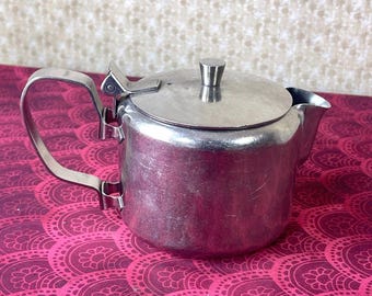 Vintage Stainless Steel Lidded Restaurant Creamer, Very Good Condition