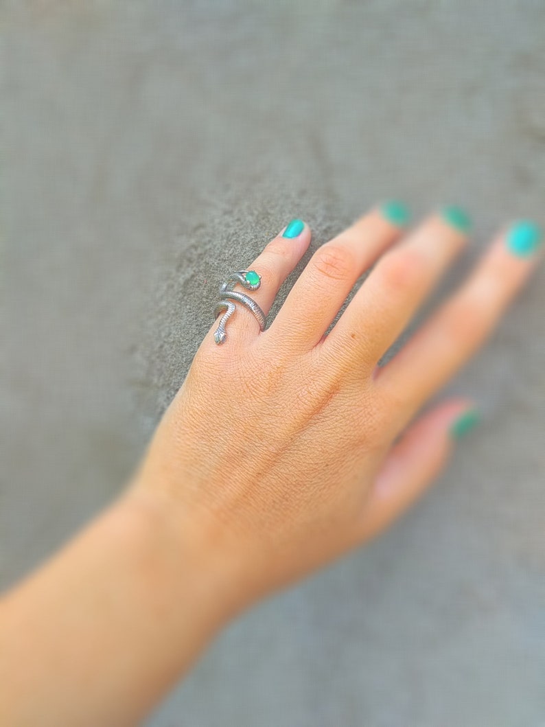 Snake ring Chrysoprase ring Snake Gifts Full finger ring