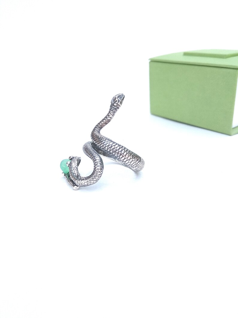 Snake ring Chrysoprase ring Snake Gifts Full finger ring