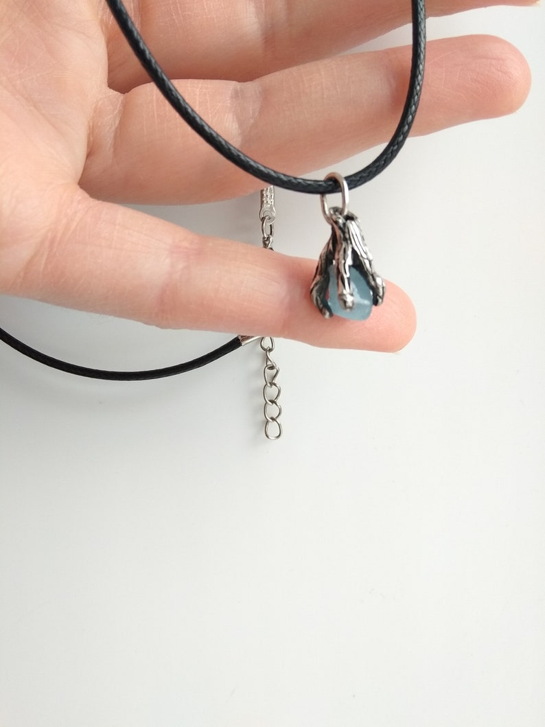 Twig raw aquamarine necklace Sterling silver