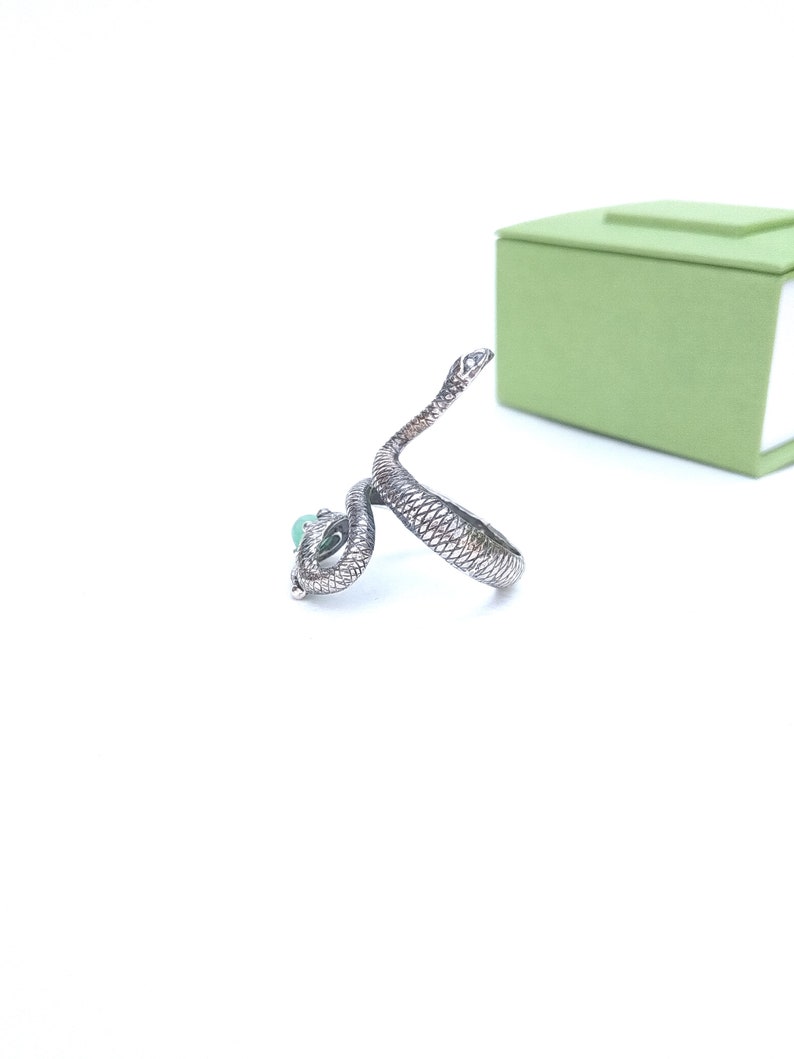 Snake ring Chrysoprase ring Snake Gifts Full finger ring