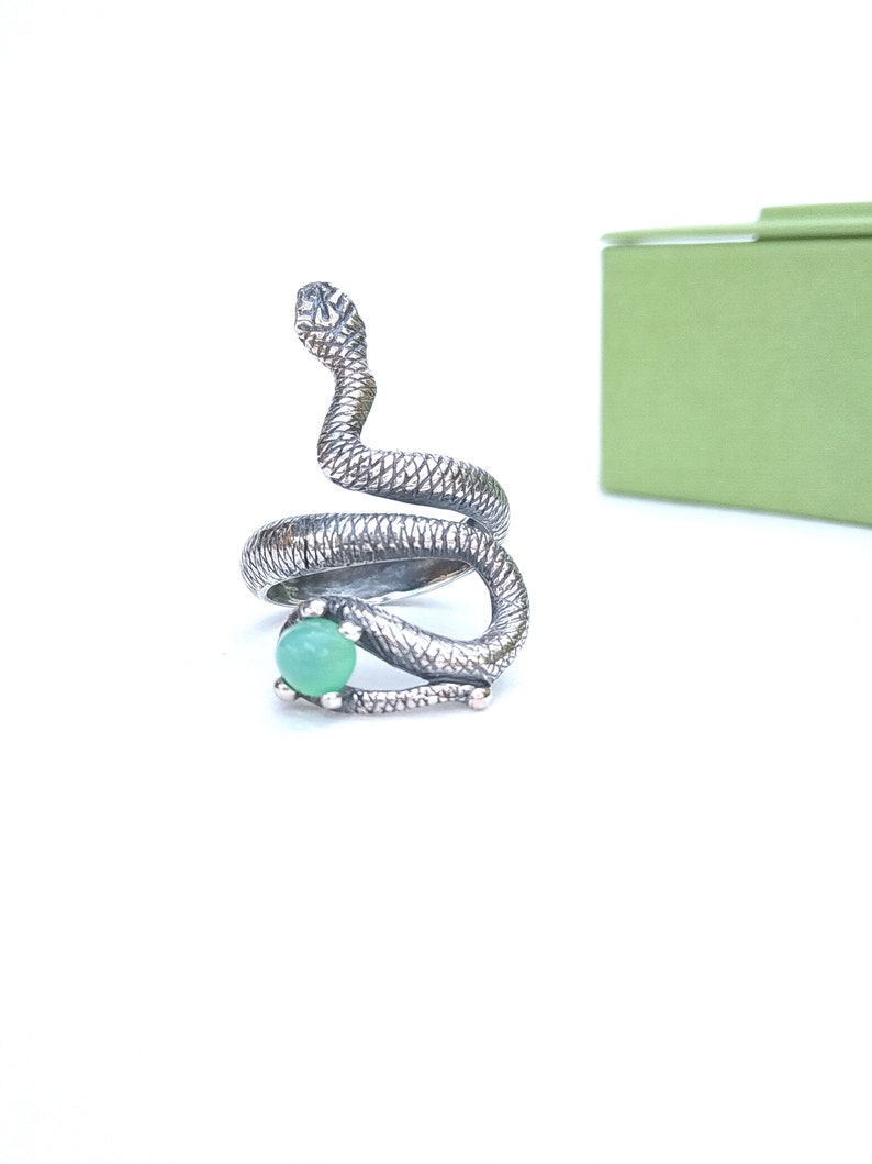 Snake ring Chrysoprase ring Snake Gifts Full finger ring