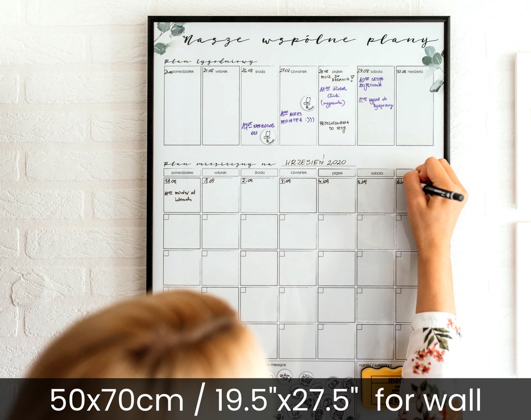 Perpetual Wall Calendar Dry Erase Planner Family Schedule Reusable