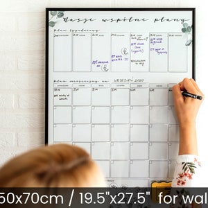 Perpetual wall calendar | Dry erase planner | Family schedule | Reusable calendar | Whiteboard calendar | 50x70cm / 19.5&quot;x27.5&quot; | Leaves