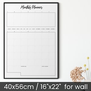 Wall Planner | Family Planner | Family Calendar | Dry erase calendar | Whiteboard calendar | 40x56cm / 16&quot;x22&quot; | Minimal