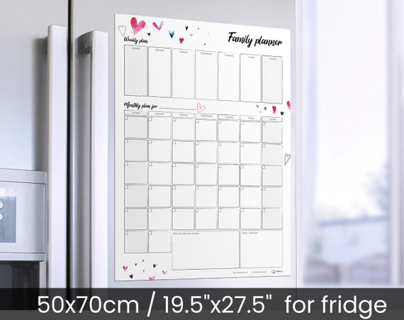 Magnetic Dry Erase Calendar for Fridge Monthly Planner & Weekly Planner Large  Magnetic Calendar 50x70cm / 19.5x27.5 Hearts - Etsy