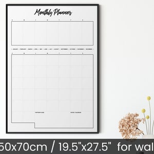 Wall Planner | Family Planner | Family Calendar | Dry erase calendar | Whiteboard calendar | 50x70cm / 19.5&quot;x27.5&quot; | Minimal