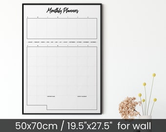 Wall Planner | Family Planner | Family Calendar | Dry erase calendar | Whiteboard calendar | 50x70cm / 19.5"x27.5" | Minimal
