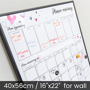 Perpetual wall calendar | Dry erase planner | Family schedule | Reusable calendar | Whiteboard calendar | 40x56cm / 16&quot;x22&quot; | Hearts