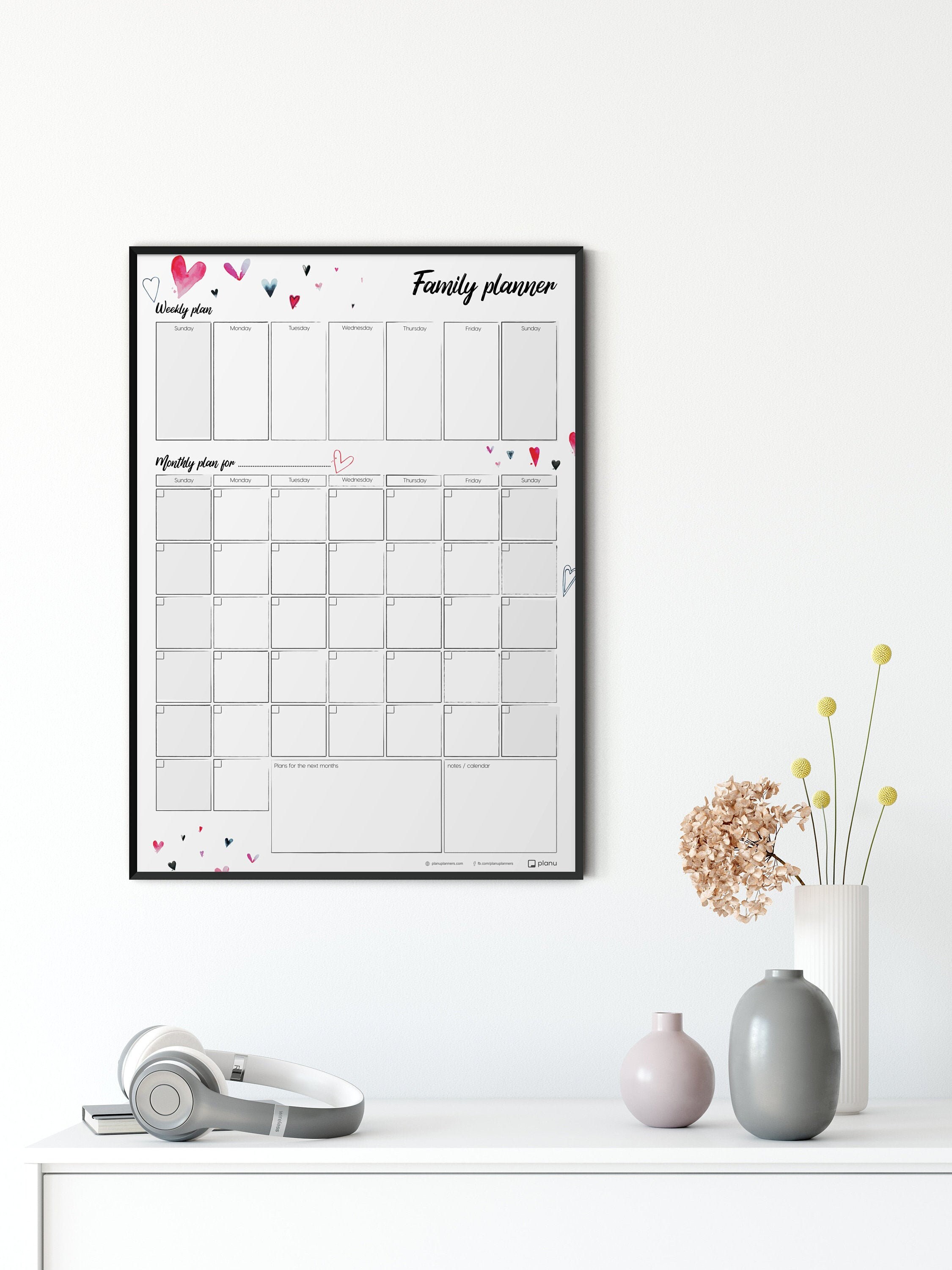 Perpetual Wall Calendar Dry Erase Planner Family Schedule Reusable