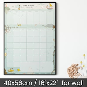 Wall Planner | Family Planner | Family Calendar | Dry erase calendar | Whiteboard calendar | 40x56cm / 16&quot;x22&quot; | Nautical