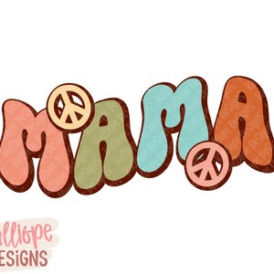 Mama png, retro moeder png, vredestekens, bellenletters, Moederdag, moedershirt png, digitale download, sublimatie, dtf, dtg
