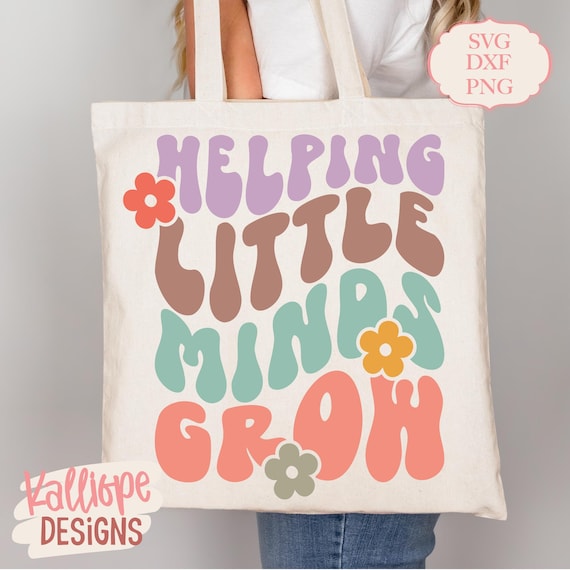 Retro Teacher SVG, Helping Little Minds Grow PNG, Groovy Teacher Shirt Design, Back to School, Teacher Appreciation Gift, Cricut Cut File