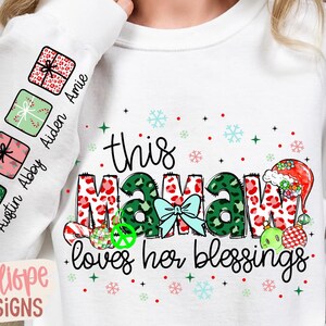 This Mamaw Loves Her Blessings PNG, Customizable Mamaw PNG, Christmas Shirt PNG, Retro Doodle, Trendy Holiday Design, Gift For Grandma