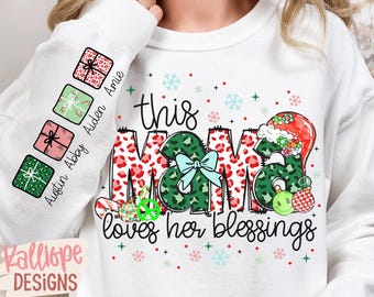 Mama Loves Her Blessings PNG: Christmas Names Design (Digital Download)