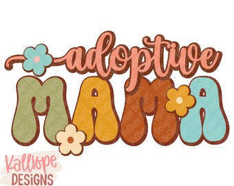 Retro Adoptive Mama PNG: Gotcha Day T-Shirt Design (Digital Download)