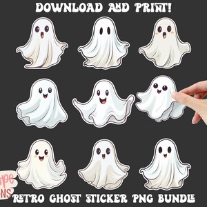 Ghost Stickers PNG, Cute Downloadable Ghost Stickers, Printable Stickers, Halloween PNG, Digital Download, Print Then Cut Files