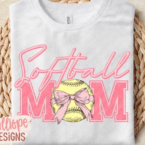 Softball Mom PNG: Girly Shirt Design, Sports Sublimation (Digital Download)