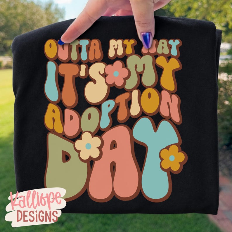 Adoption Day PNG, Retro Adopted Shirt Design, Gotcha Day PNG, Adoption Celebration, Sublimation Design, Instant Download image 3