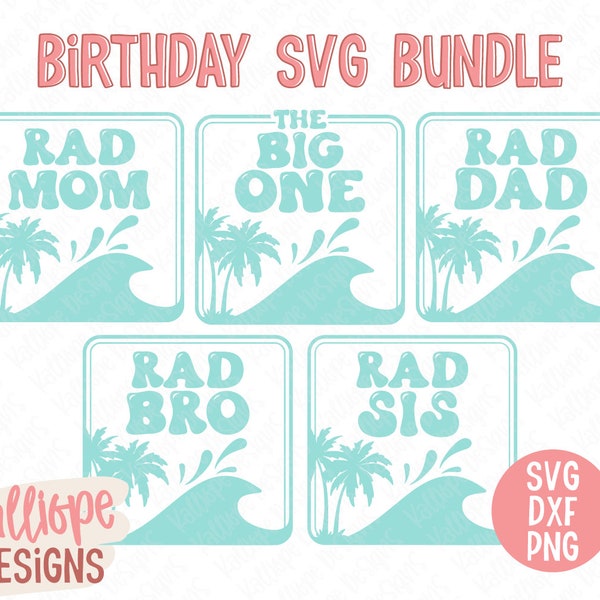 The Big One Surf Birthday SVG Bundle, Surfing svg, Surf Theme svg, Family Birthday Beach PNG Designs, Ocean Birthday, Waves and Palm Trees