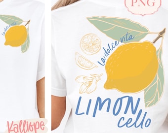 Limoncello PNG, Italian Summer PNG, Amalfi Coast Shirt Design, Lemon Graphic PNG, La Dolce Vita, Graphic Tee Sublimation, Vacation Tee