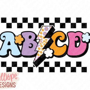 Retro Lehrer ABCD PNG - Blitz Sublimationsdesign (Digitaler Download)