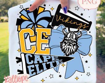 CUSTOM Cheer Mascot PNG, Game Day PNG, Preppy Cheerleading Shirt Design, School Spirit, Cheer Season, Coquette Bow, Cheer Mom PnG
