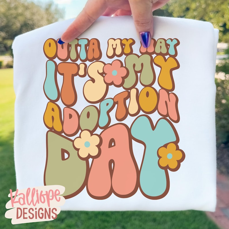 Adoption Day PNG, Retro Adopted Shirt Design, Gotcha Day PNG, Adoption Celebration, Sublimation Design, Instant Download image 2