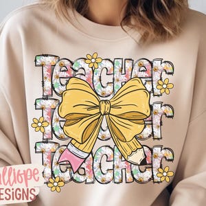 Lehrer Schleife PNG, Kokette Schleife PNG, Schule PNG, Lehren, Lehrer-Shirt-Design, Lehrer Geschenk, digitaler Download, dtf, dtg